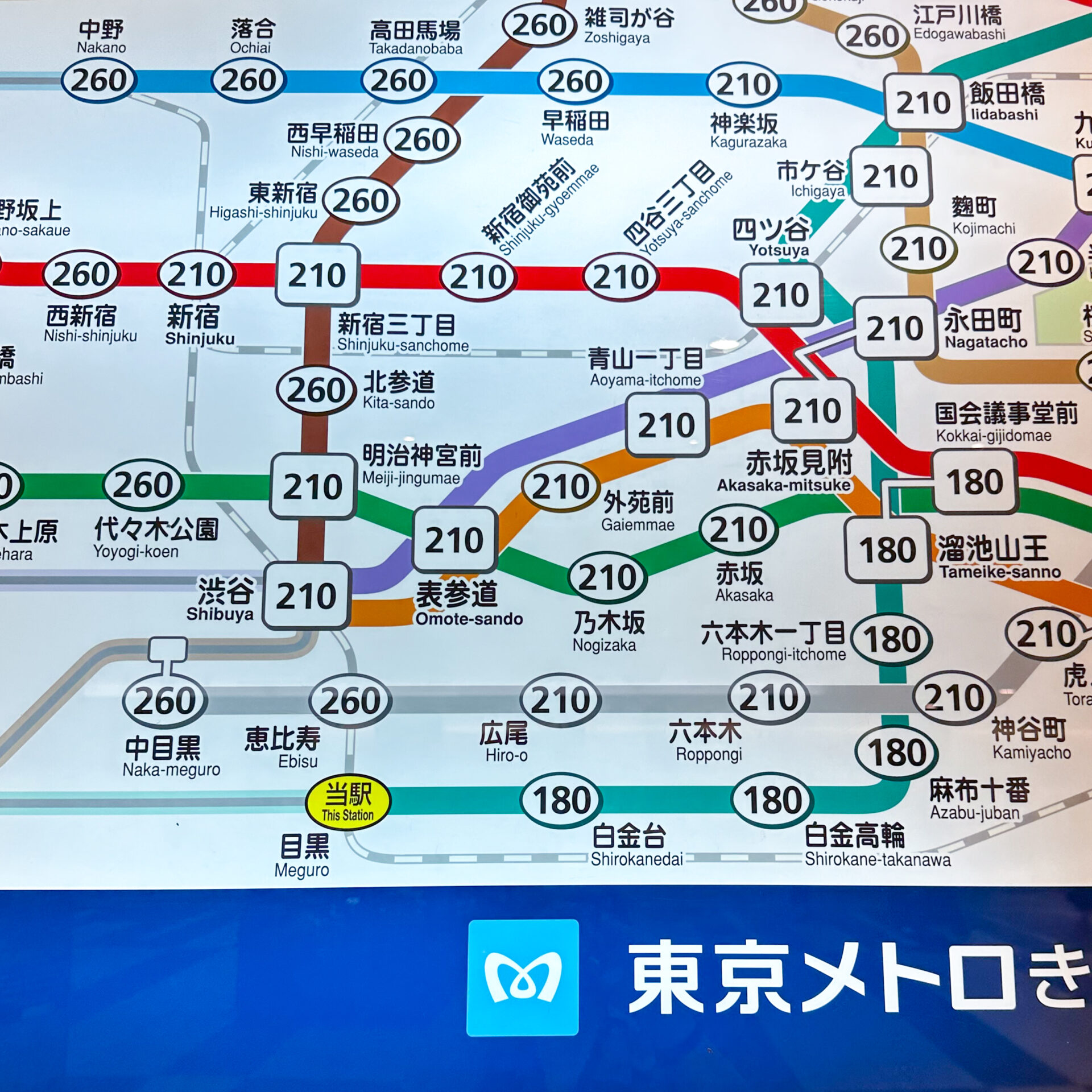 目黒駅東京メトロ運賃表