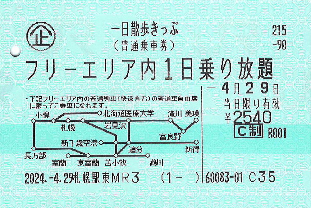 一日散歩きっぷ本券